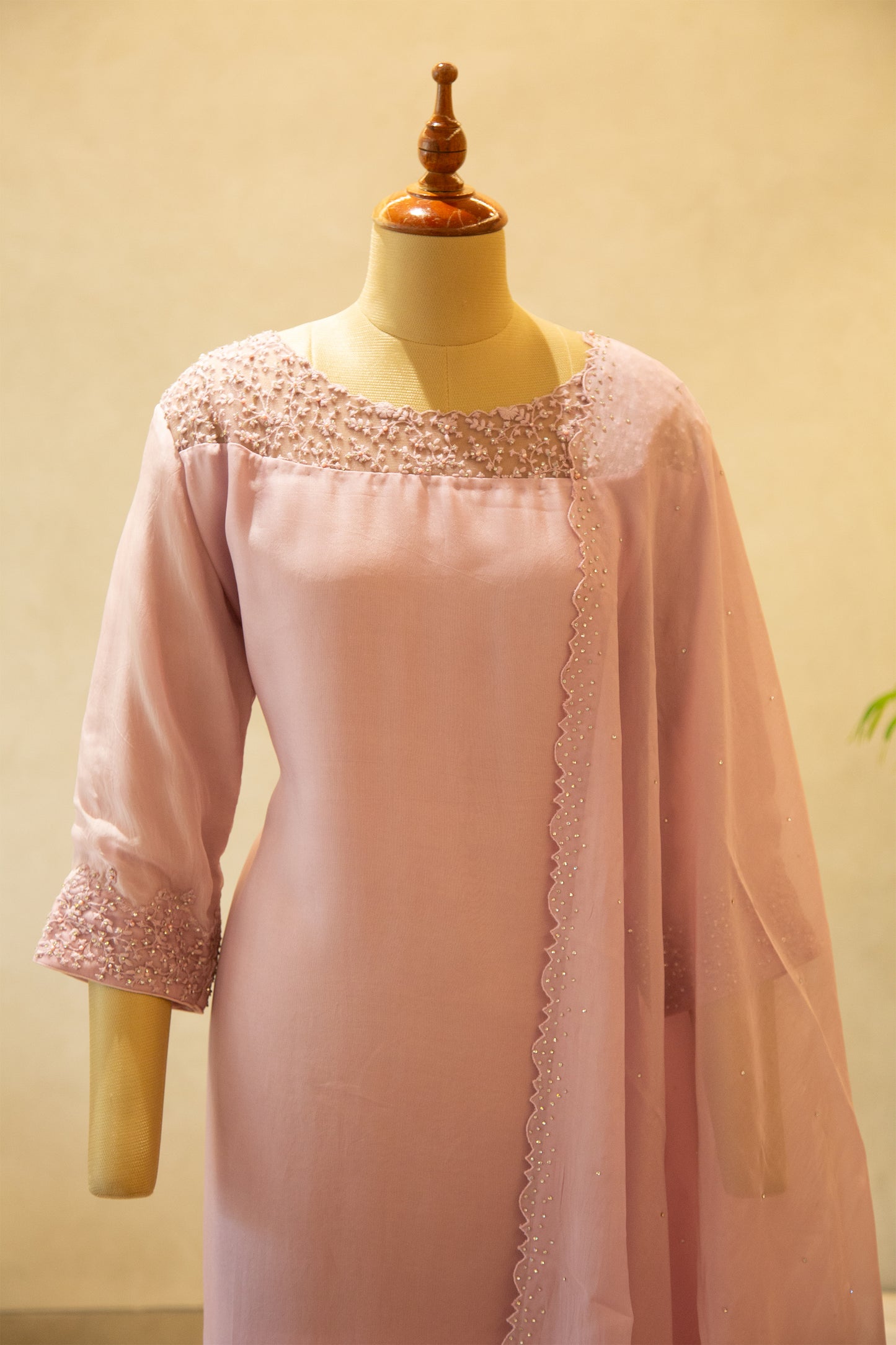 Dusty Pink Semi- Stitched Salwar Set