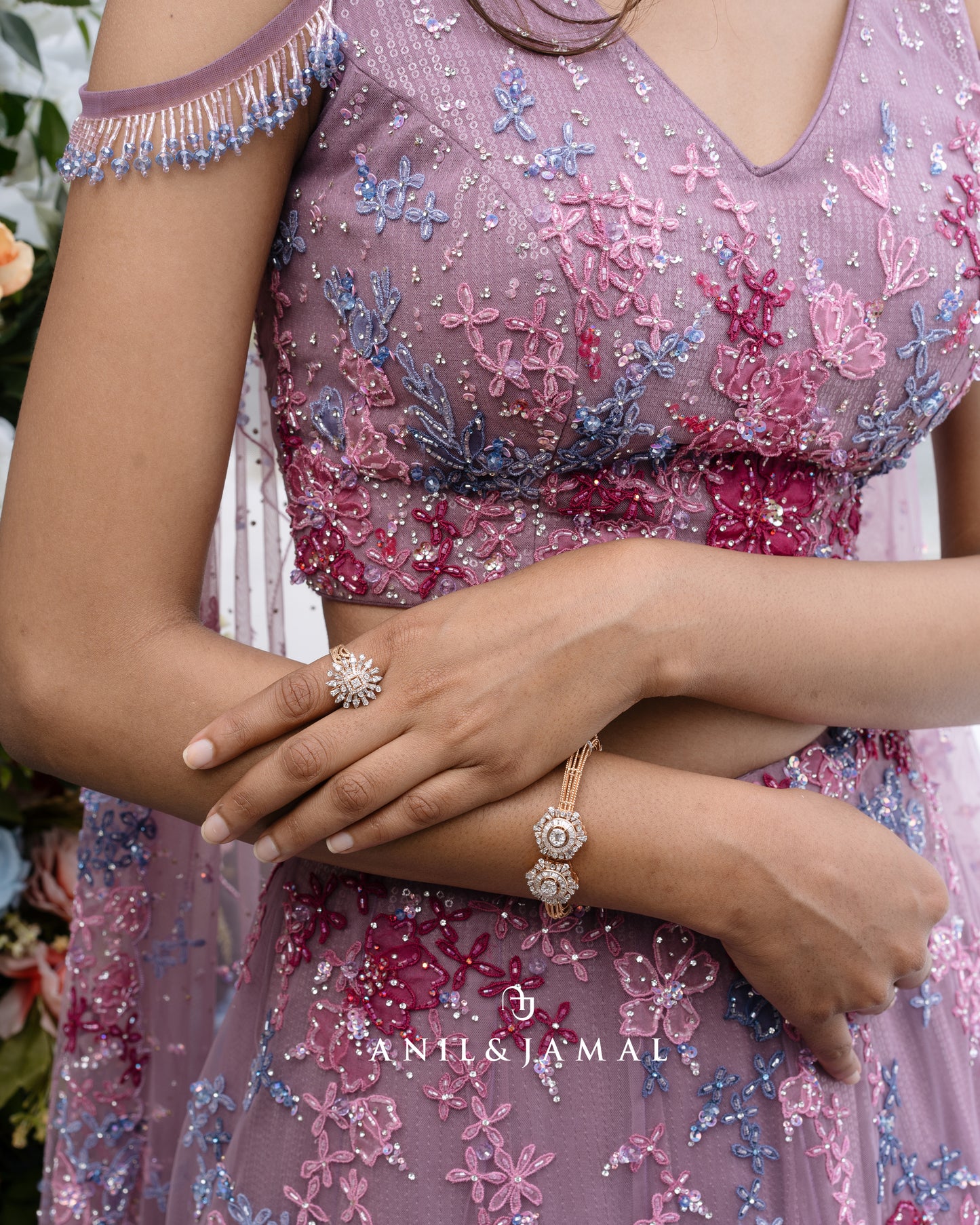 Dusty lavender soft net lehenga