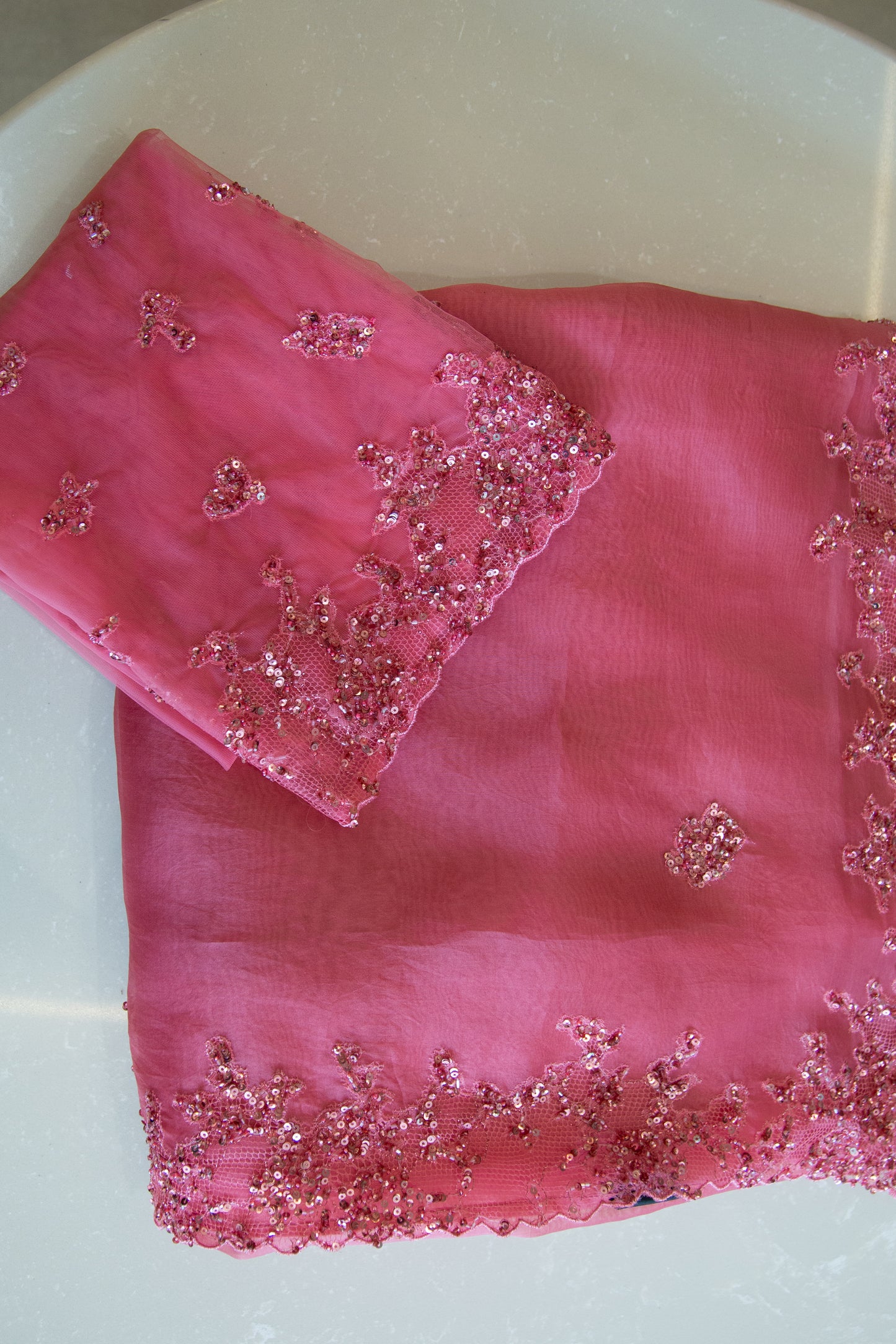 Dark Peach Pure Organza Saree