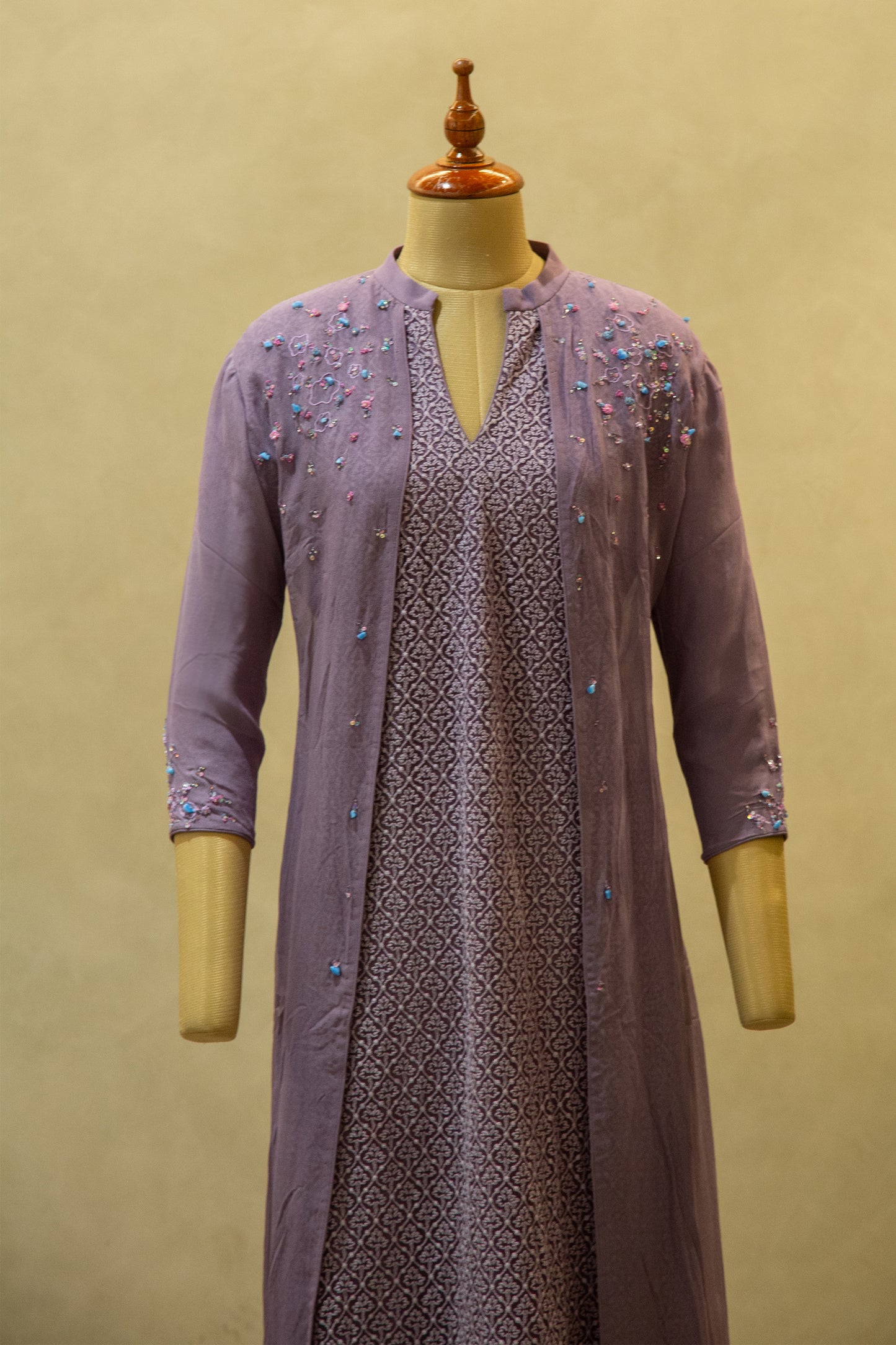 Net Embroidered Georgette Semi Stitched Salwar Set