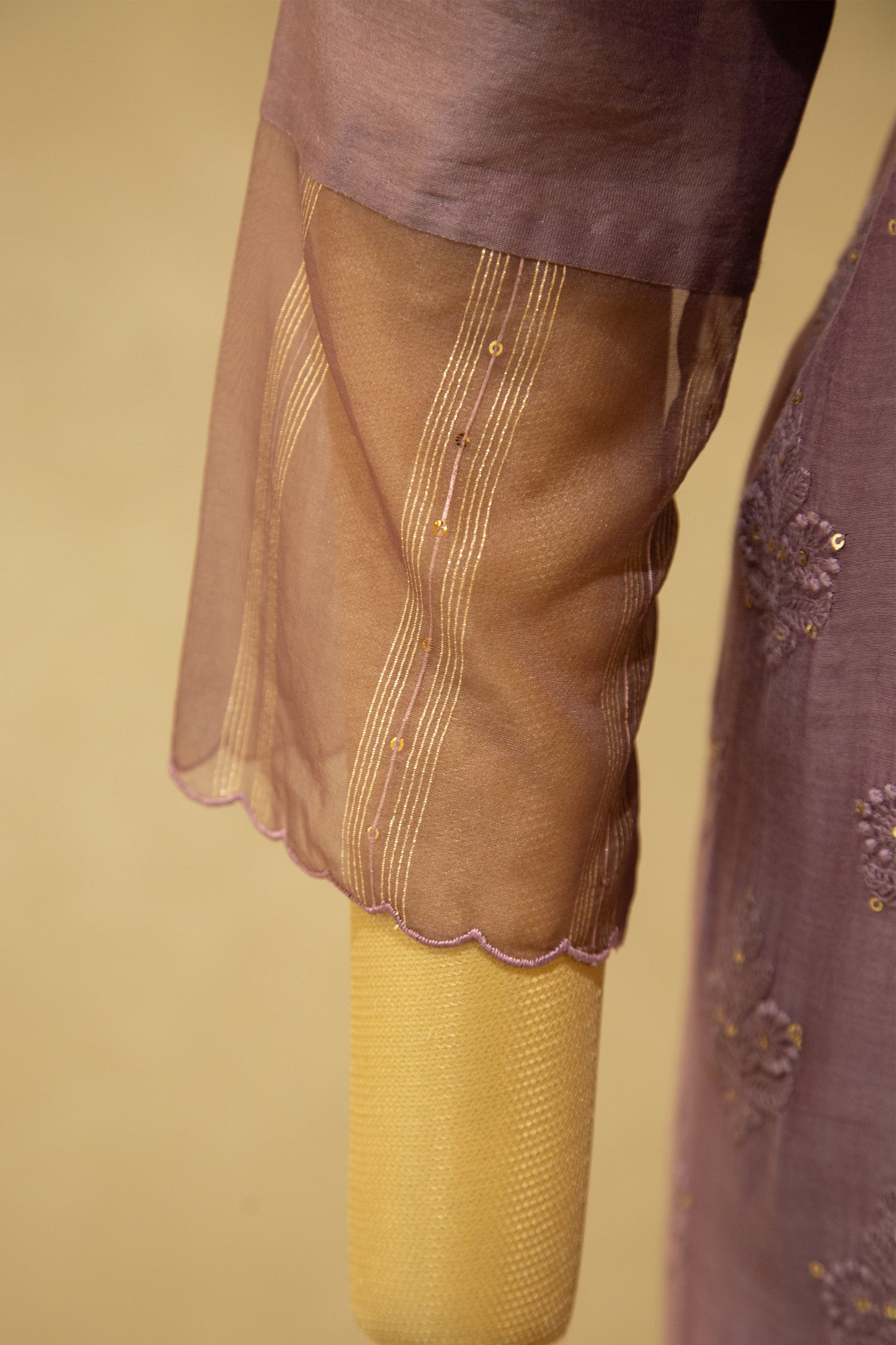 Chanderi Silk Embroidered Semi- Stitched Salwar Set