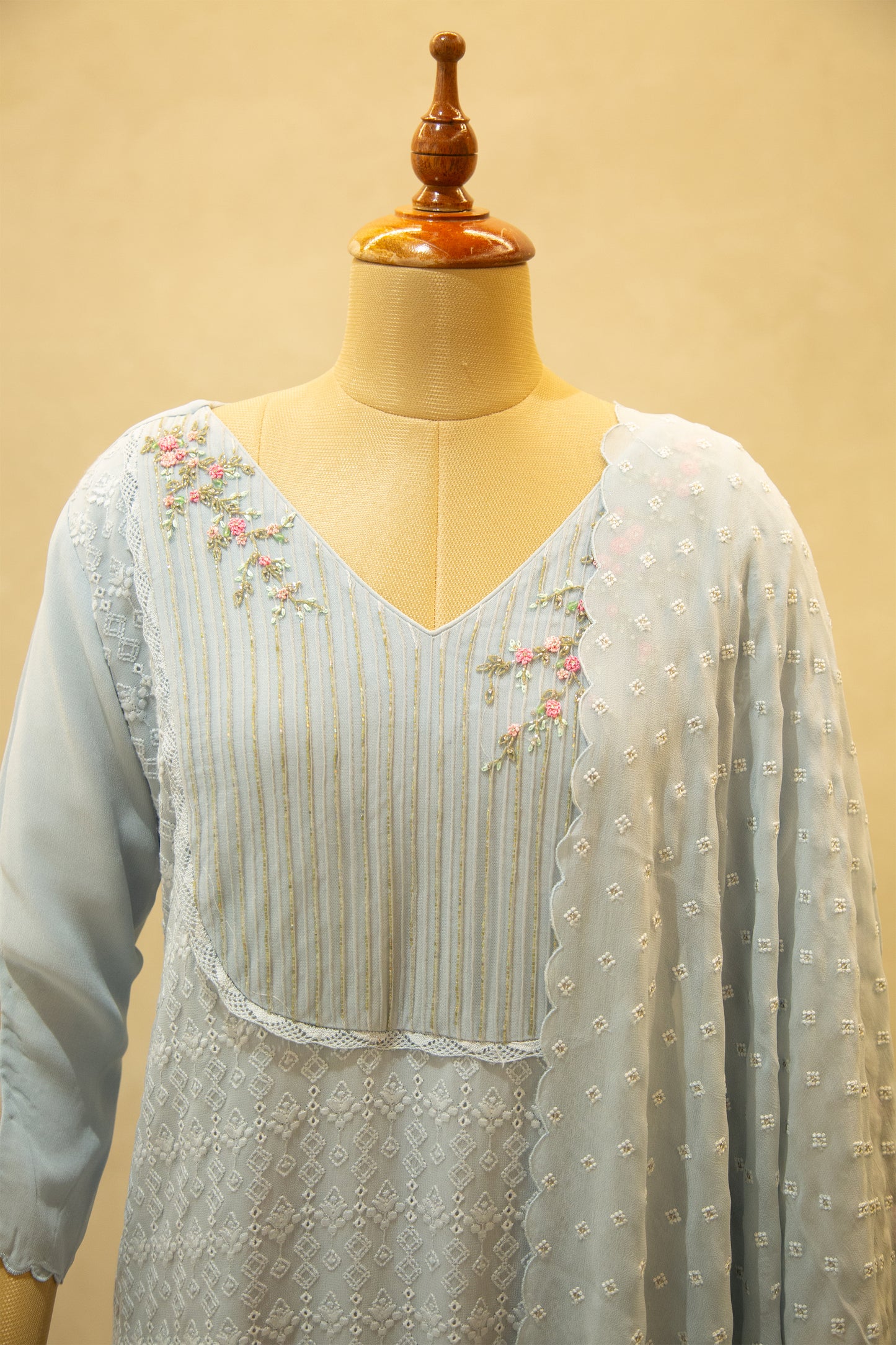 Embroidered Georgette Semi Stitched Salwar Set