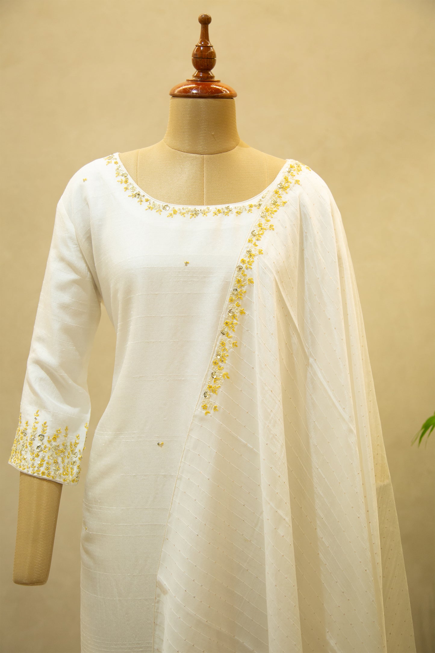 Butterfly Silk Hand Embroidered Semi- Stitched Salwar Set