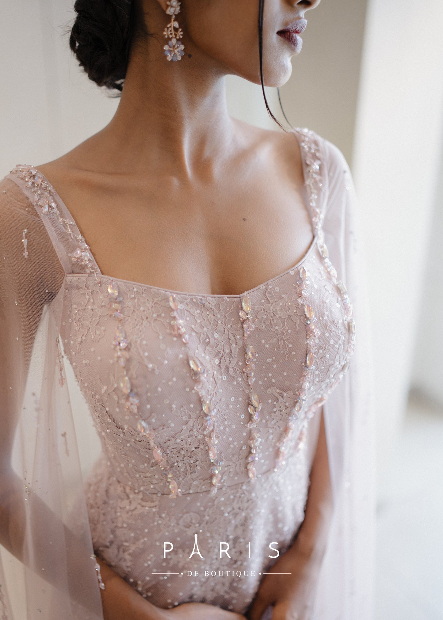 Lavender Chantilly Lace and Net Gown