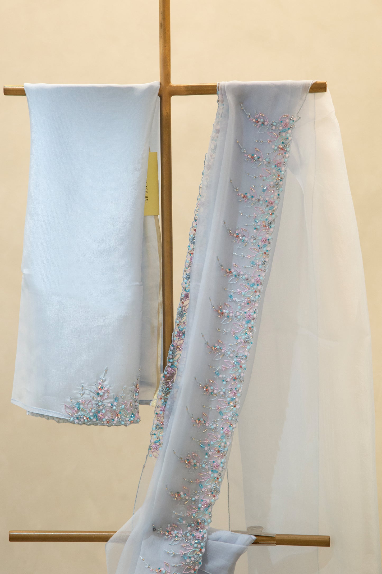 Powder Blue Pure Organza Saree