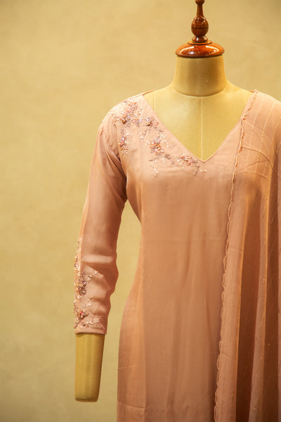 Light Peach Semi Stitched Salwar Set