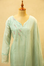 Aqua Green Semi- Stitched Salwar Set
