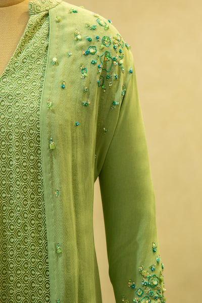 Net Embroidered Georgette Semi Stitched Salwar Set