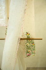 Hand Painted Off White Organza Saree