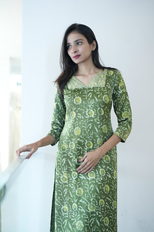 Floral flap kurta