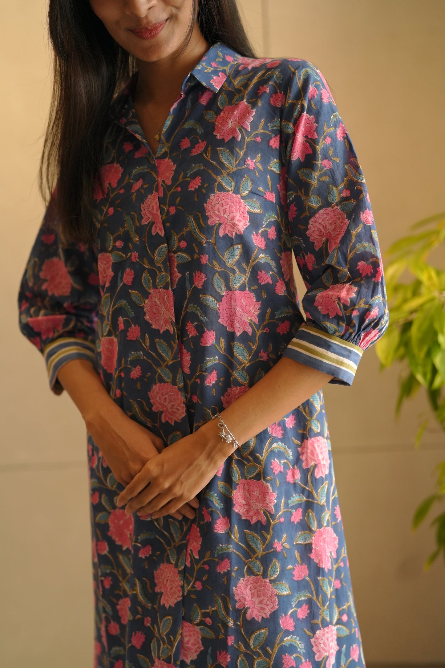 Blue Floral Printed Frock