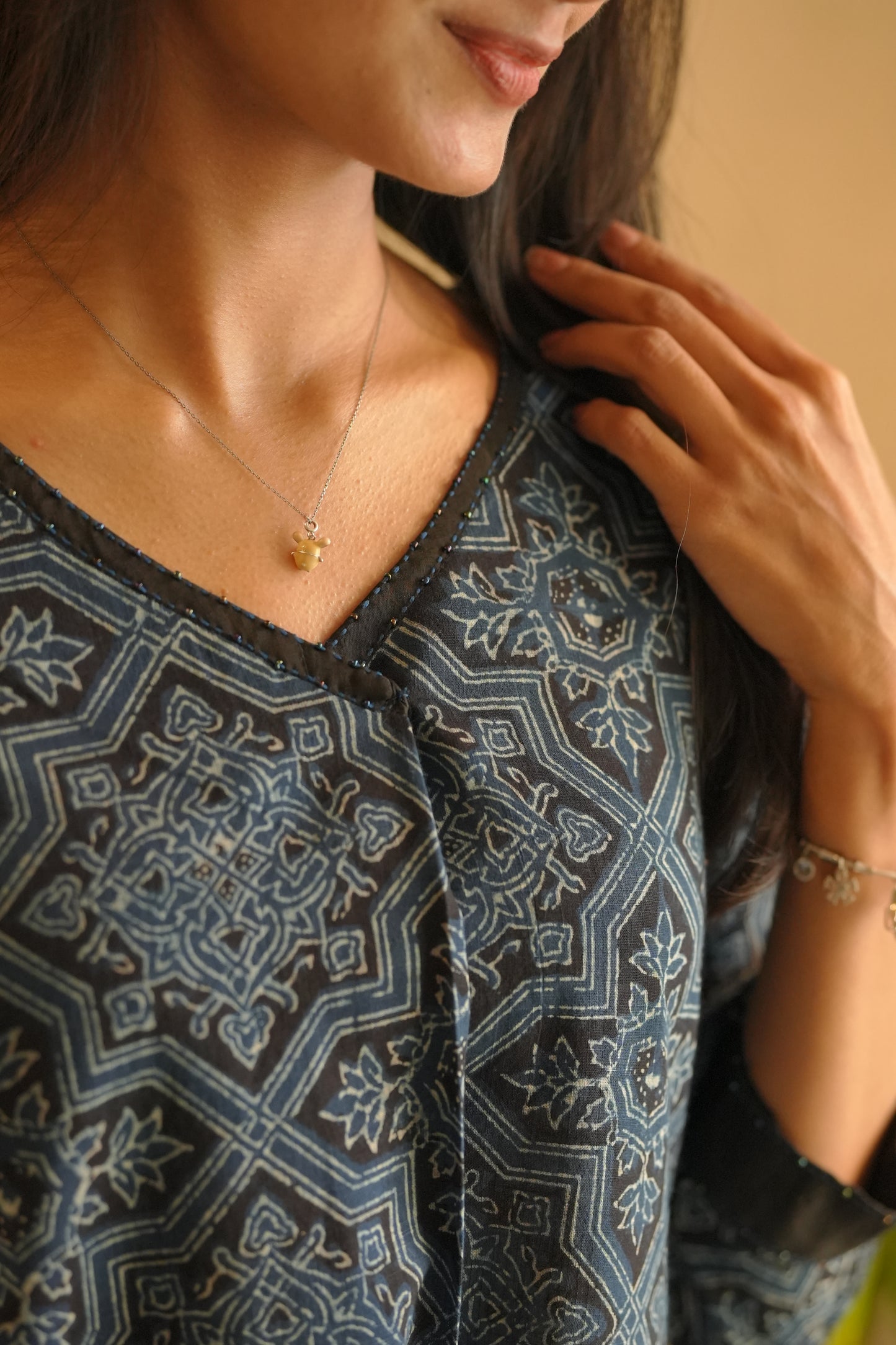 Blue Ajrakh Printed Frock