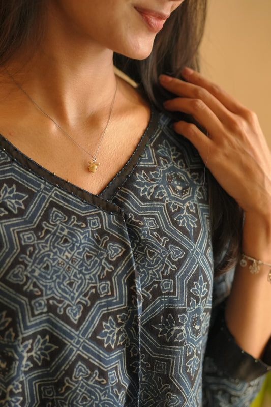 Blue Ajrakh Printed Frock