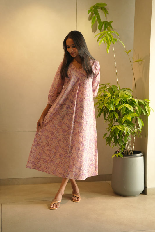 Pink floral printed frock
