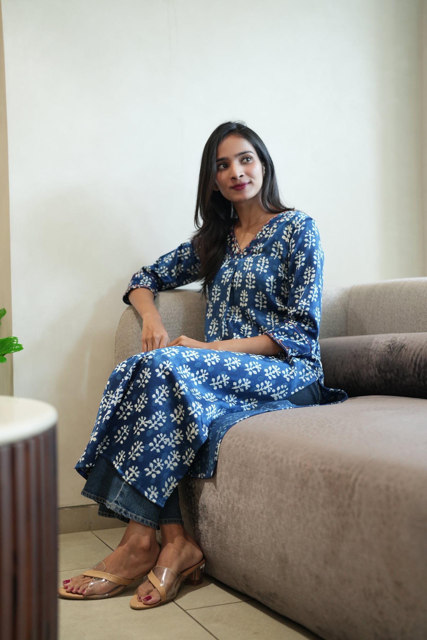 Beaded kantha kurta