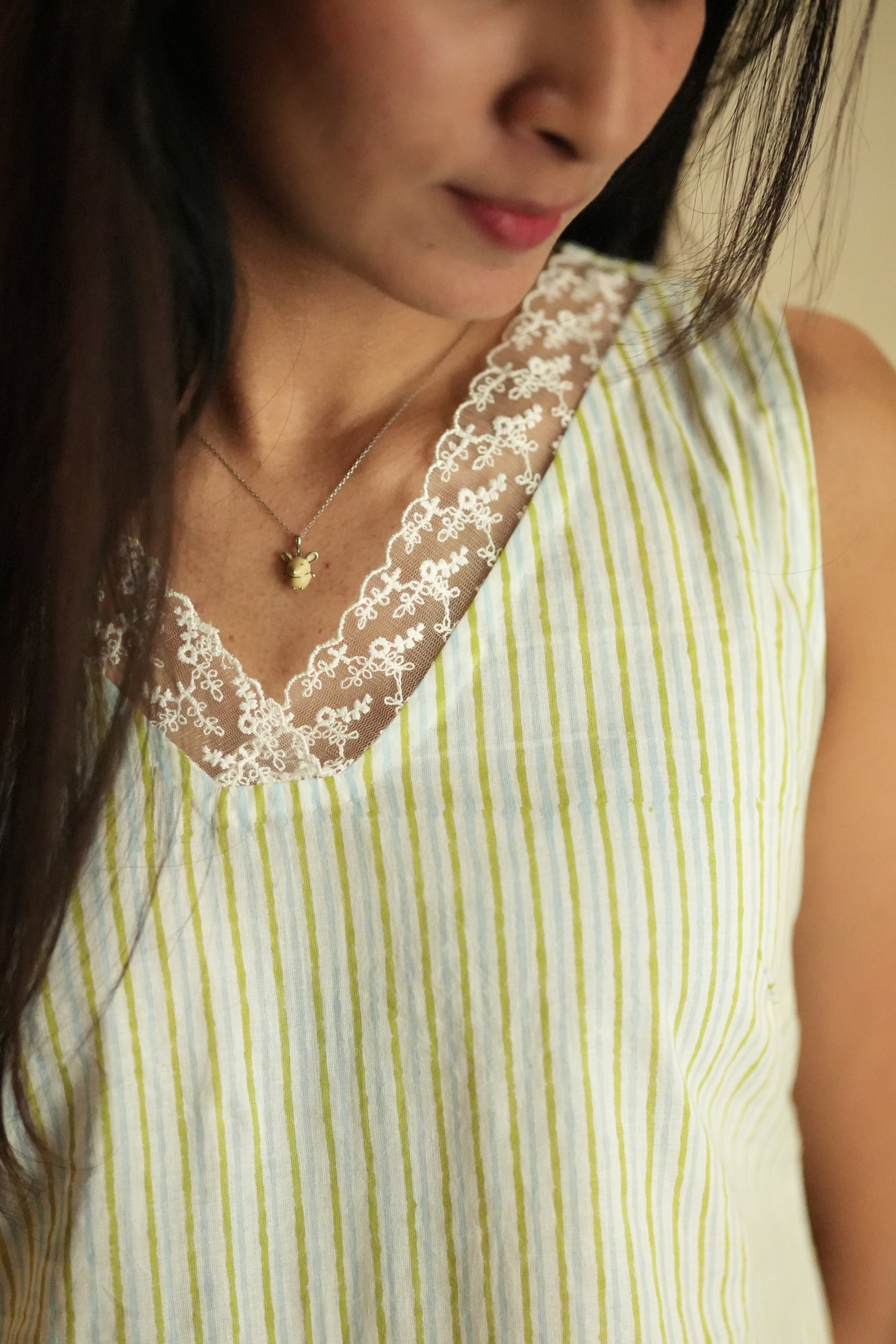 Multicolored striped cotton frock&nbsp;