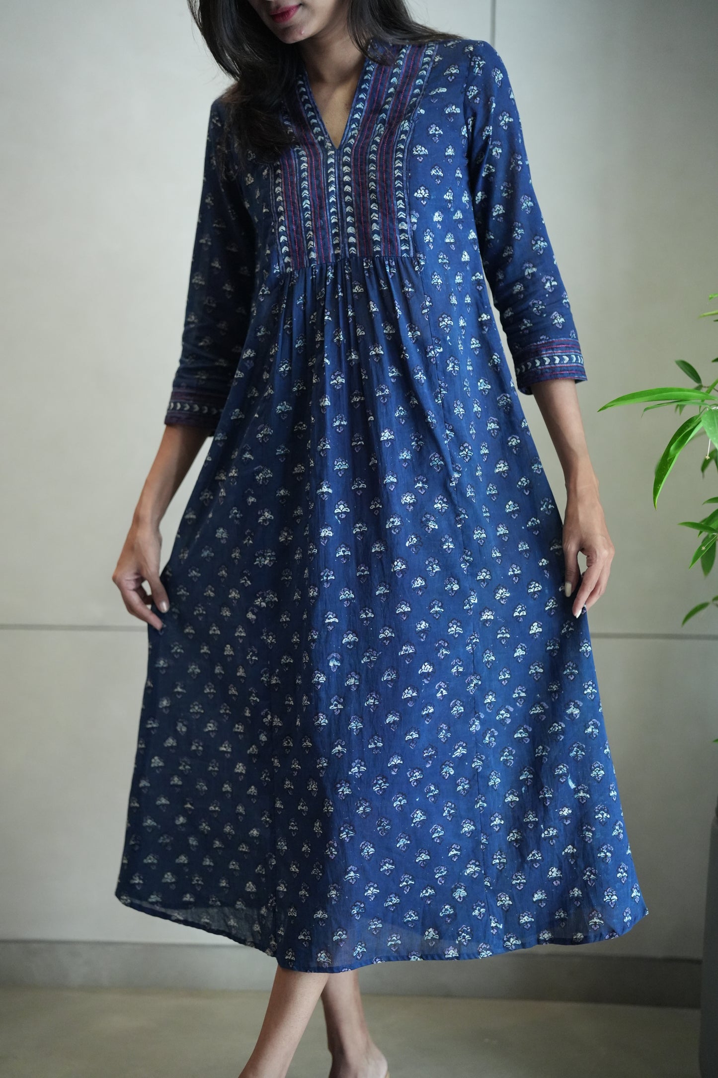 Indigo Printed Ajrakh Frock