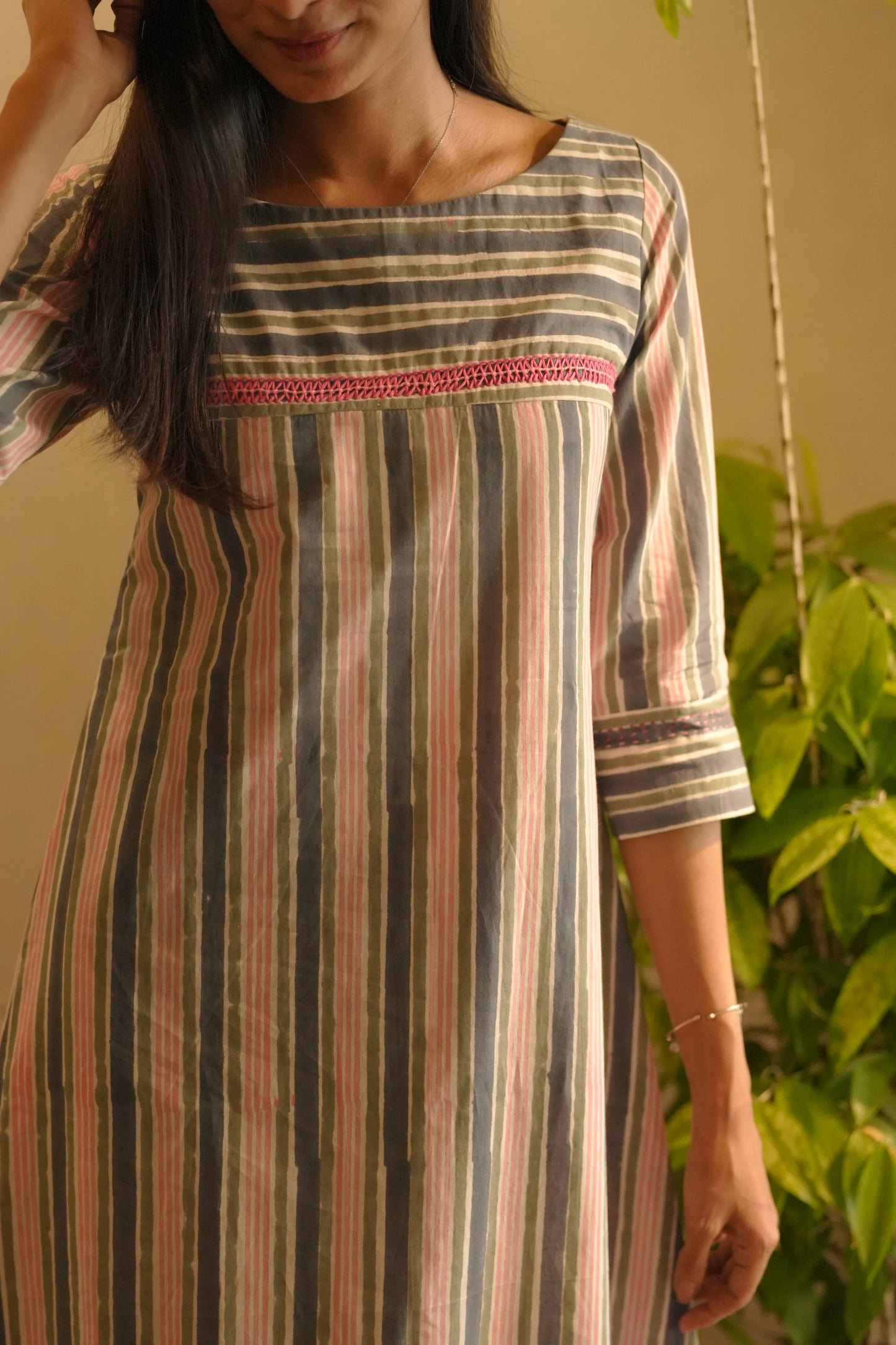 Multicolored striped cotton frock