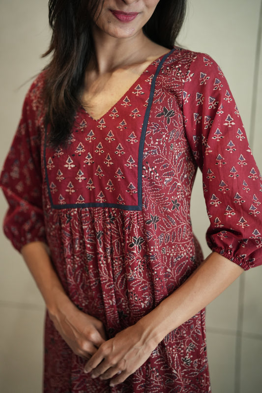 Maroon Ajrakh Frock
