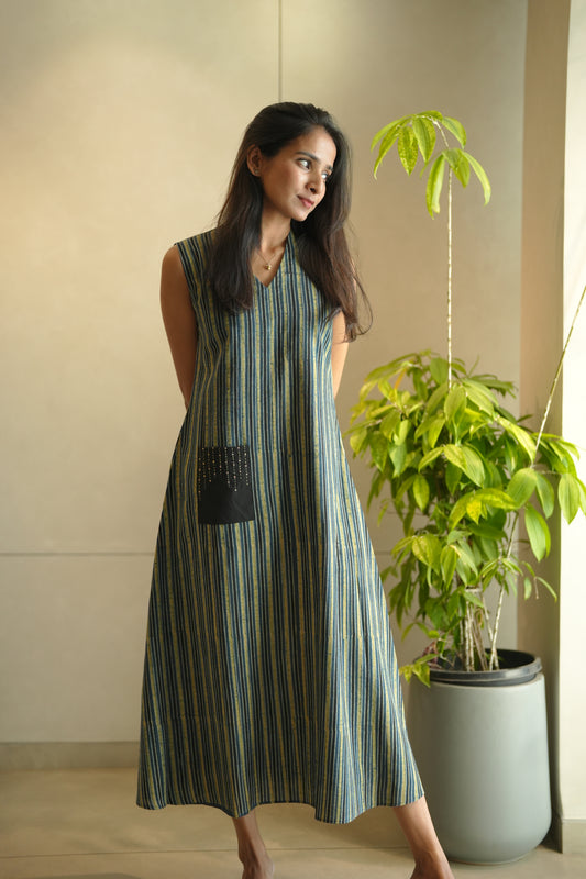 green Ajrakh dress