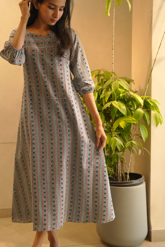 Blue Ajrakh Frock