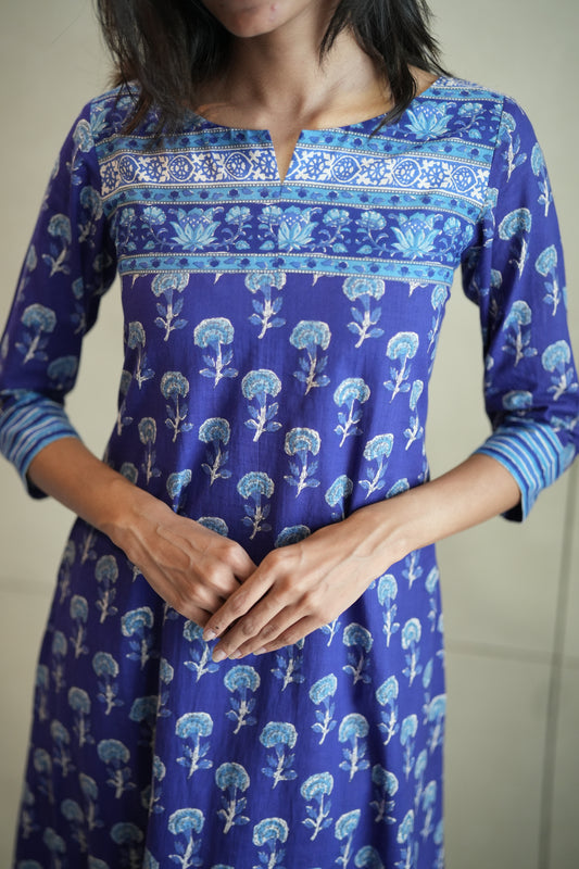 Blue Printed Frock