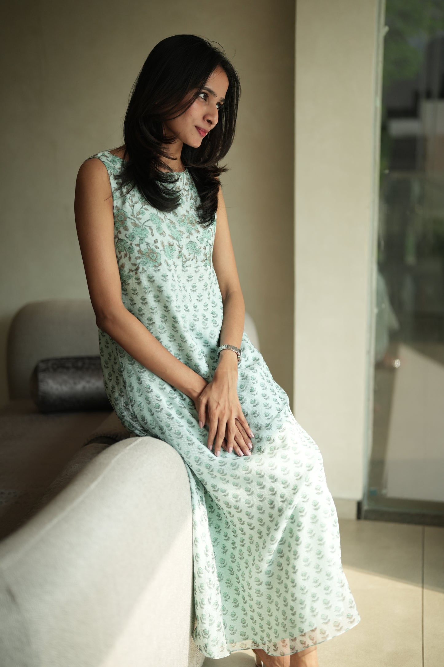Mint Green Printed Cotta Frock