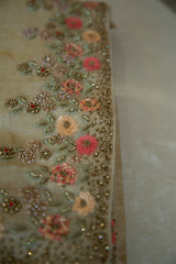 Golden Beige Hand Embroidered Saree
