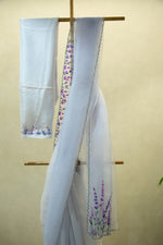 Lavender Hand Painted Organza saree