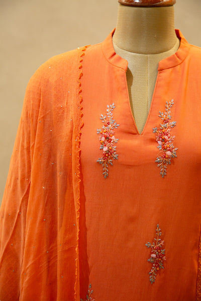 Georgette Embroidered Semi Stitched Salwar Set