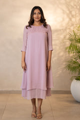 Lavender Georgette Kurti With Embroidery