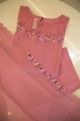 Pink Georgette Semi Stitched Salwar Set