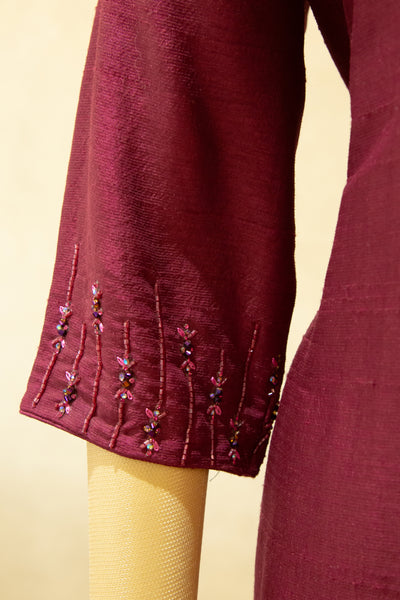 Maroon Semi - Stitched Salwar Set
