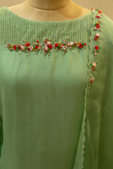 Pure Organza Semi - Stitched Salwar Set