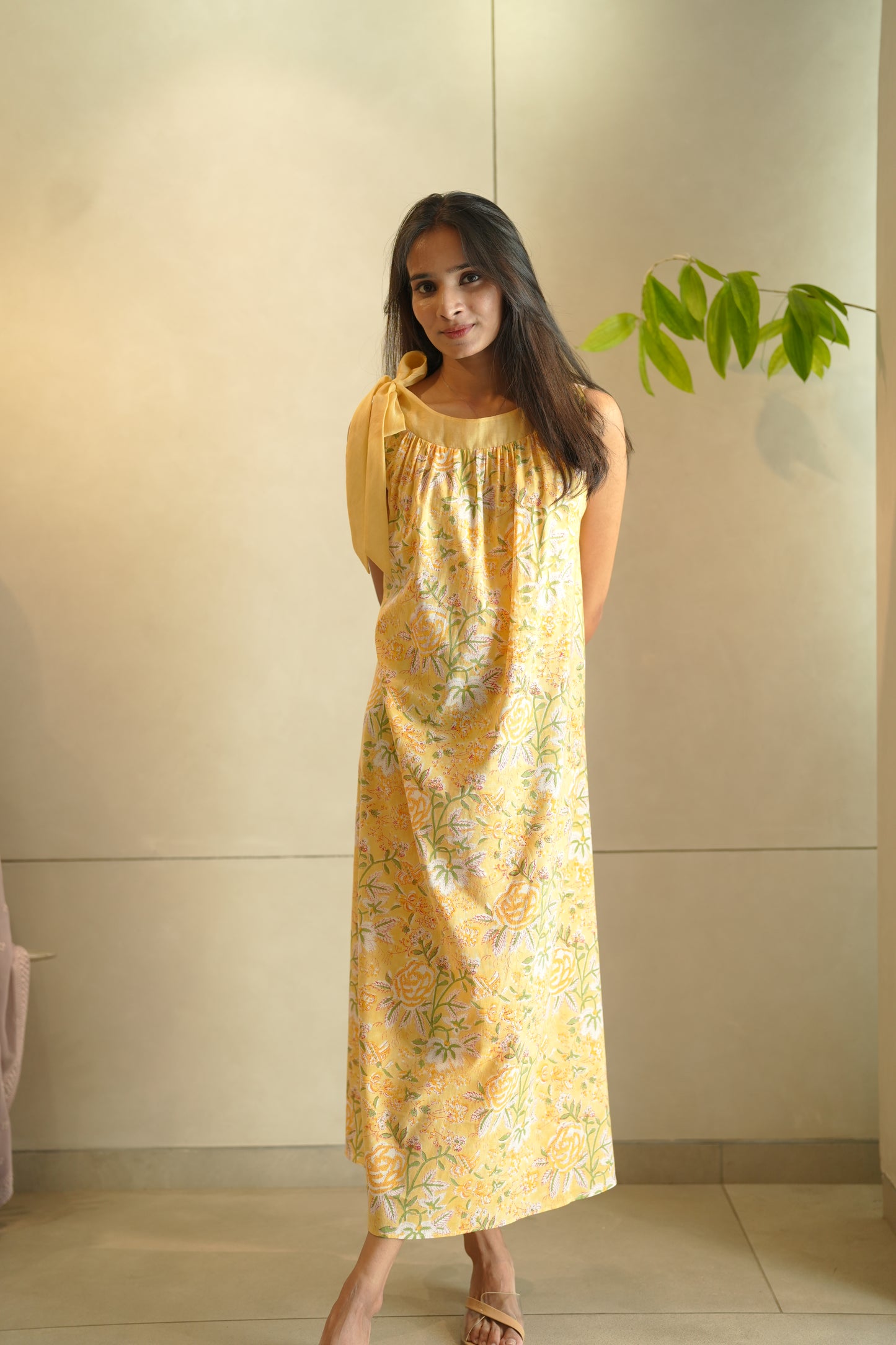 Floral Printed Sleeveless Frock