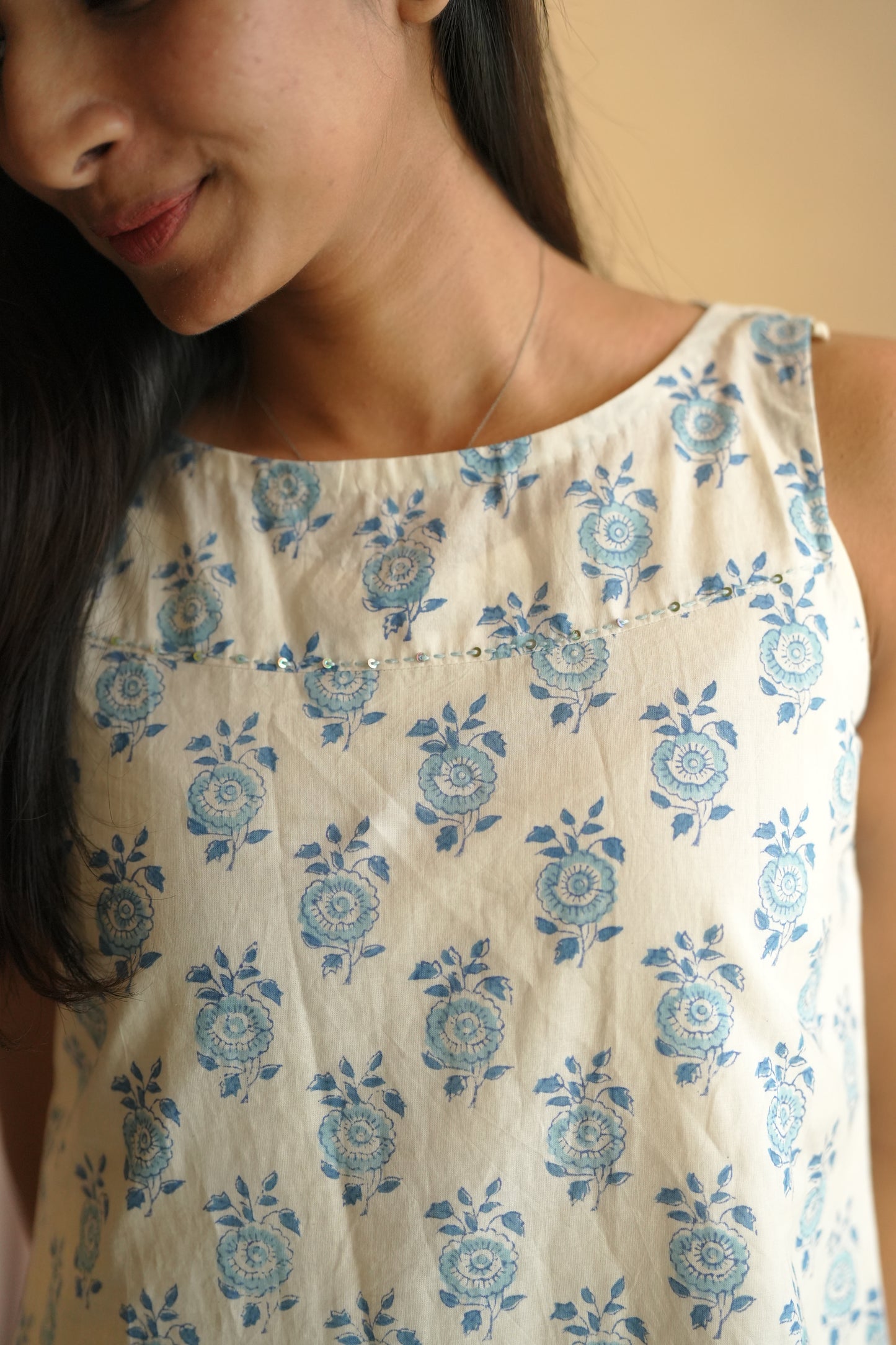 blue printed frock