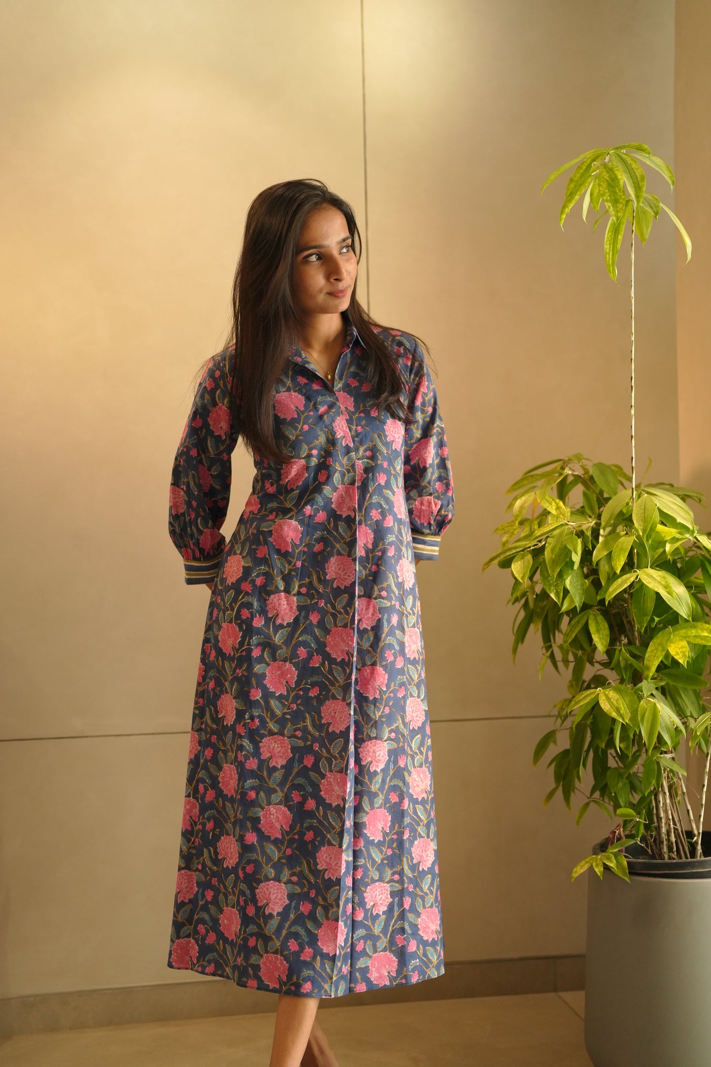 Blue Floral Printed Frock
