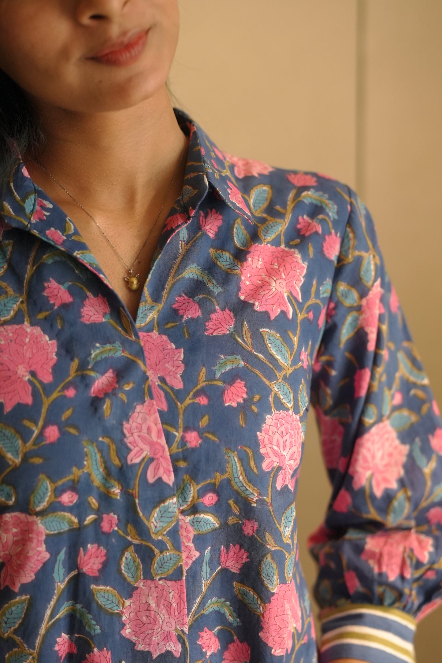 Blue Floral Printed Frock