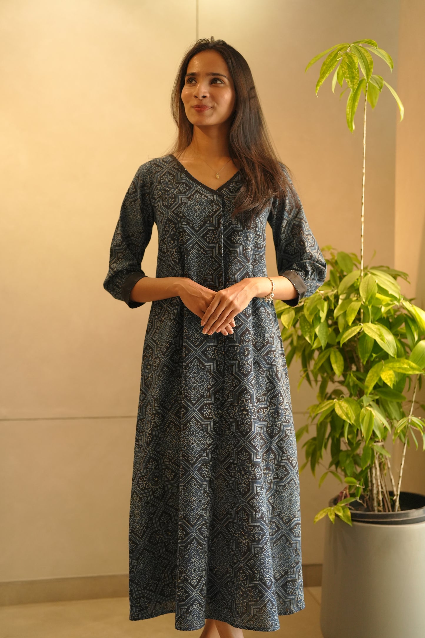 Blue Ajrakh Printed Frock