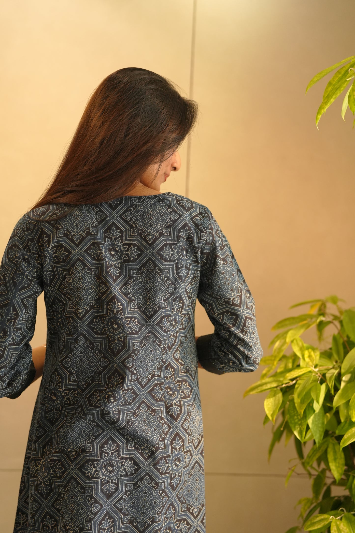 Blue Ajrakh Printed Frock