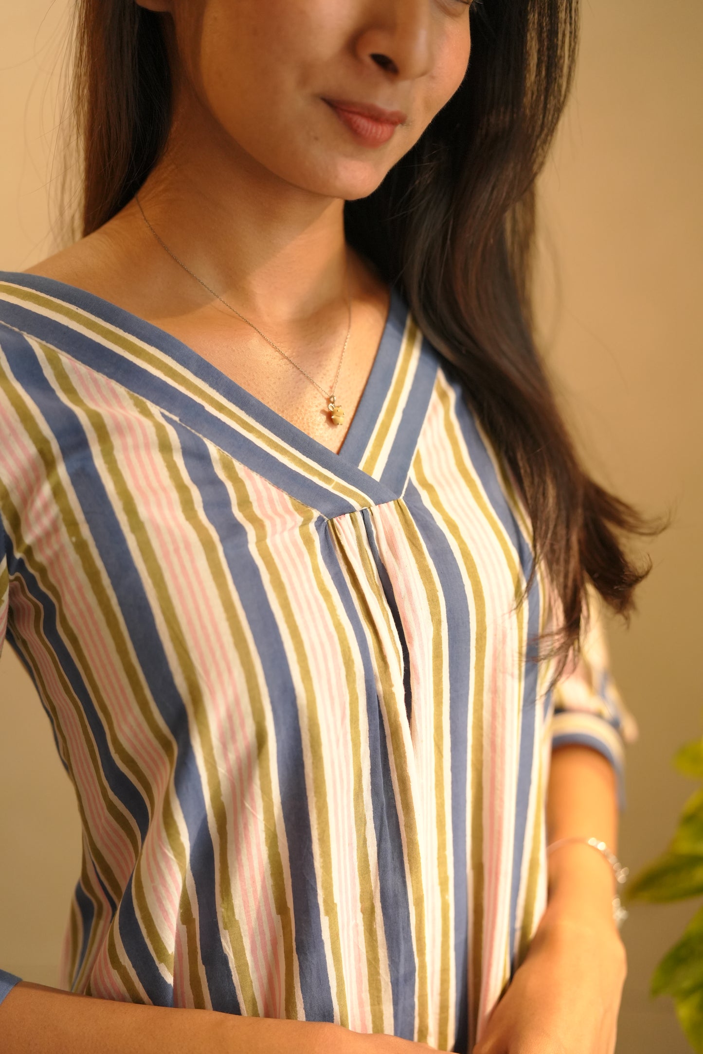 Multicolored striped cotton frock