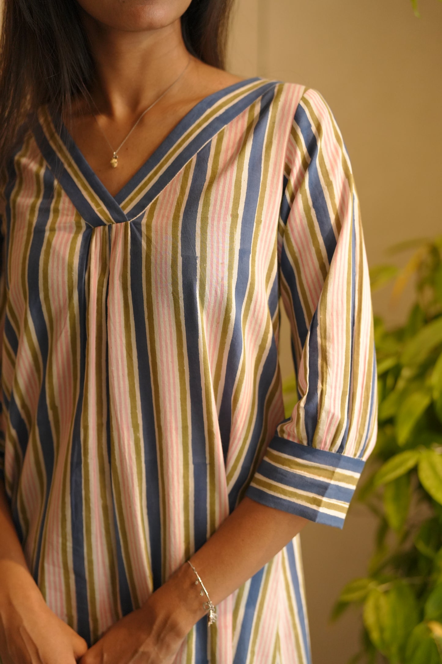 Multicolored striped cotton frock