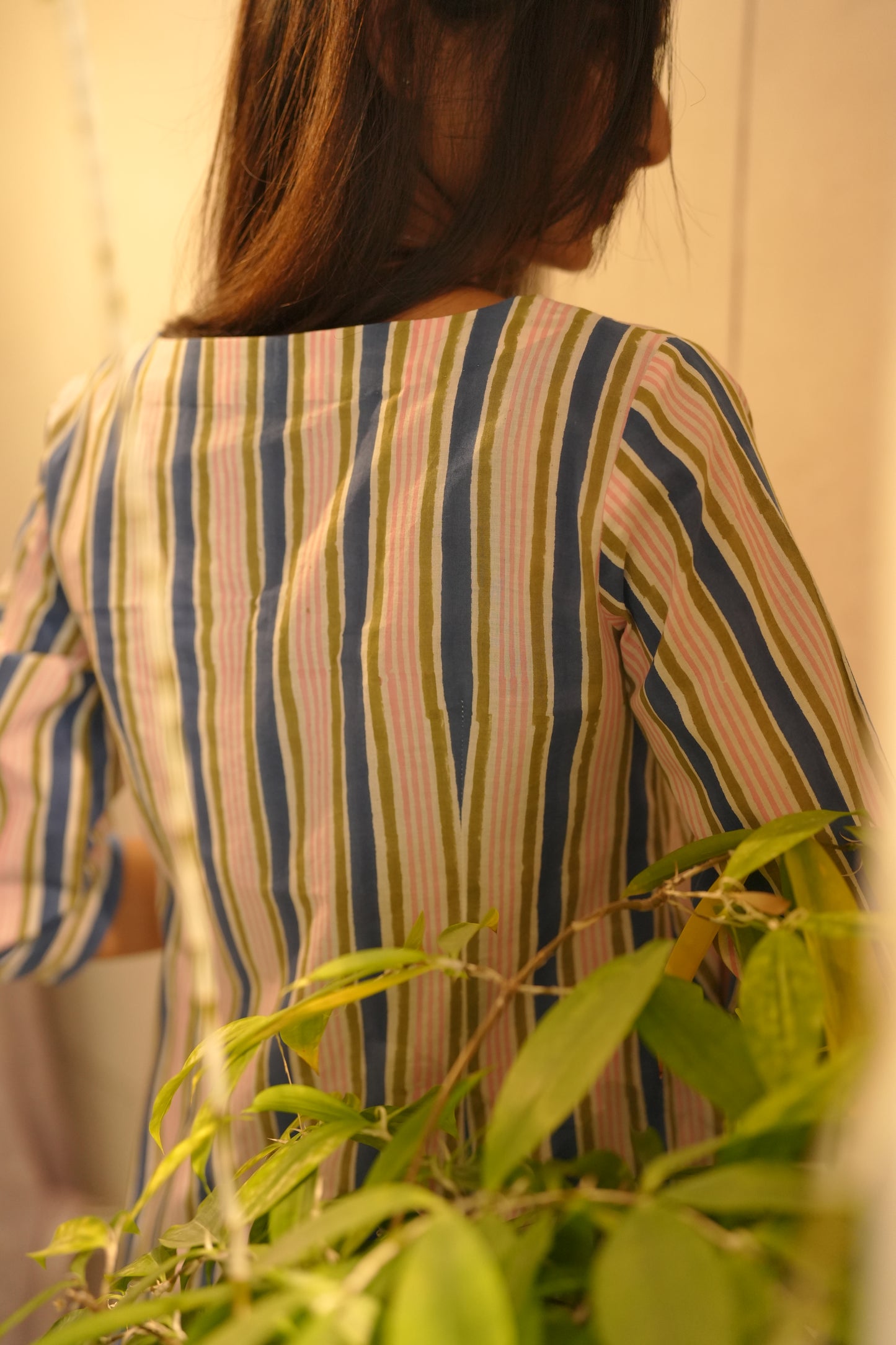 Multicolored striped cotton frock