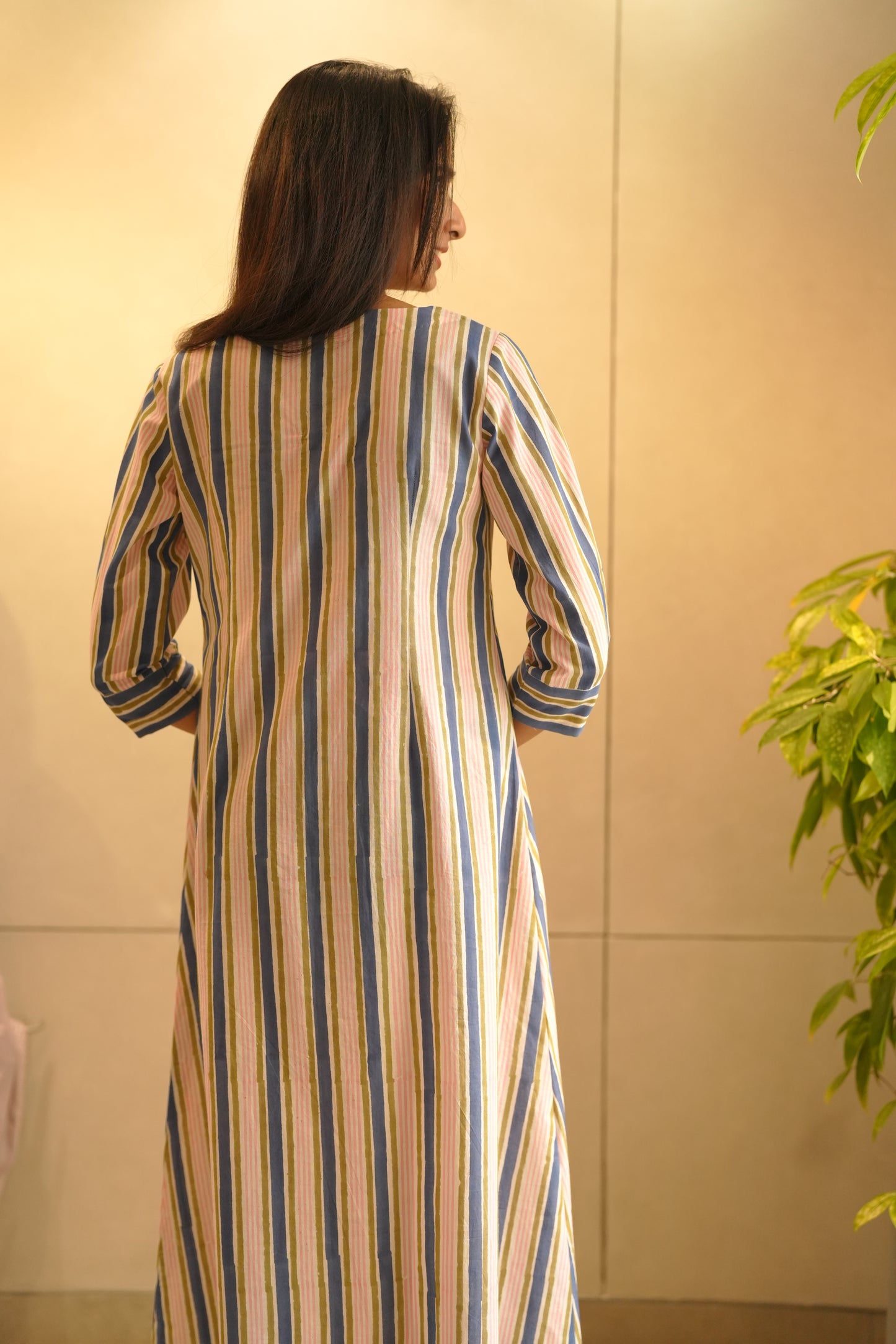 Multicolored striped cotton frock