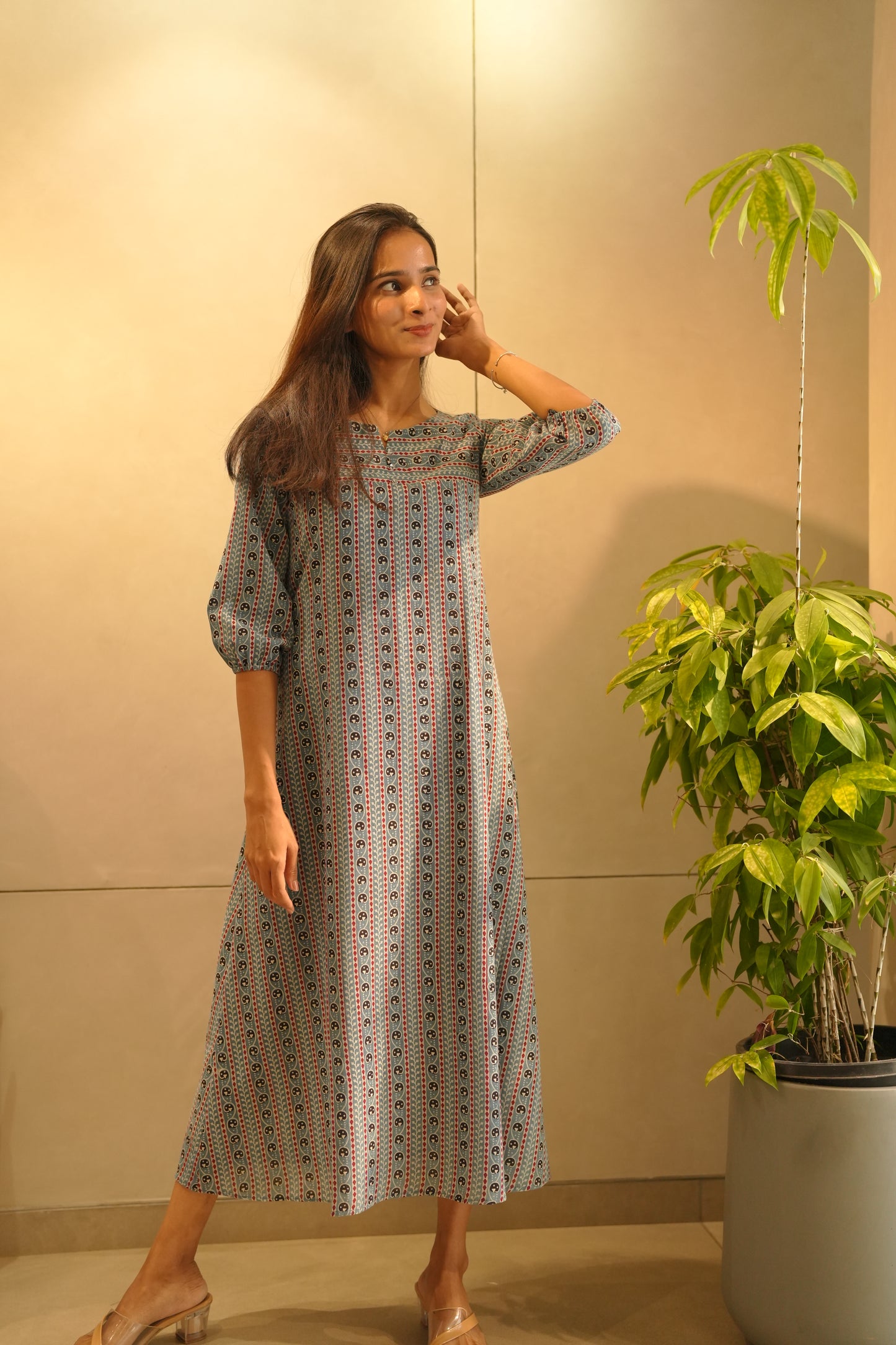 Blue Ajrakh Frock
