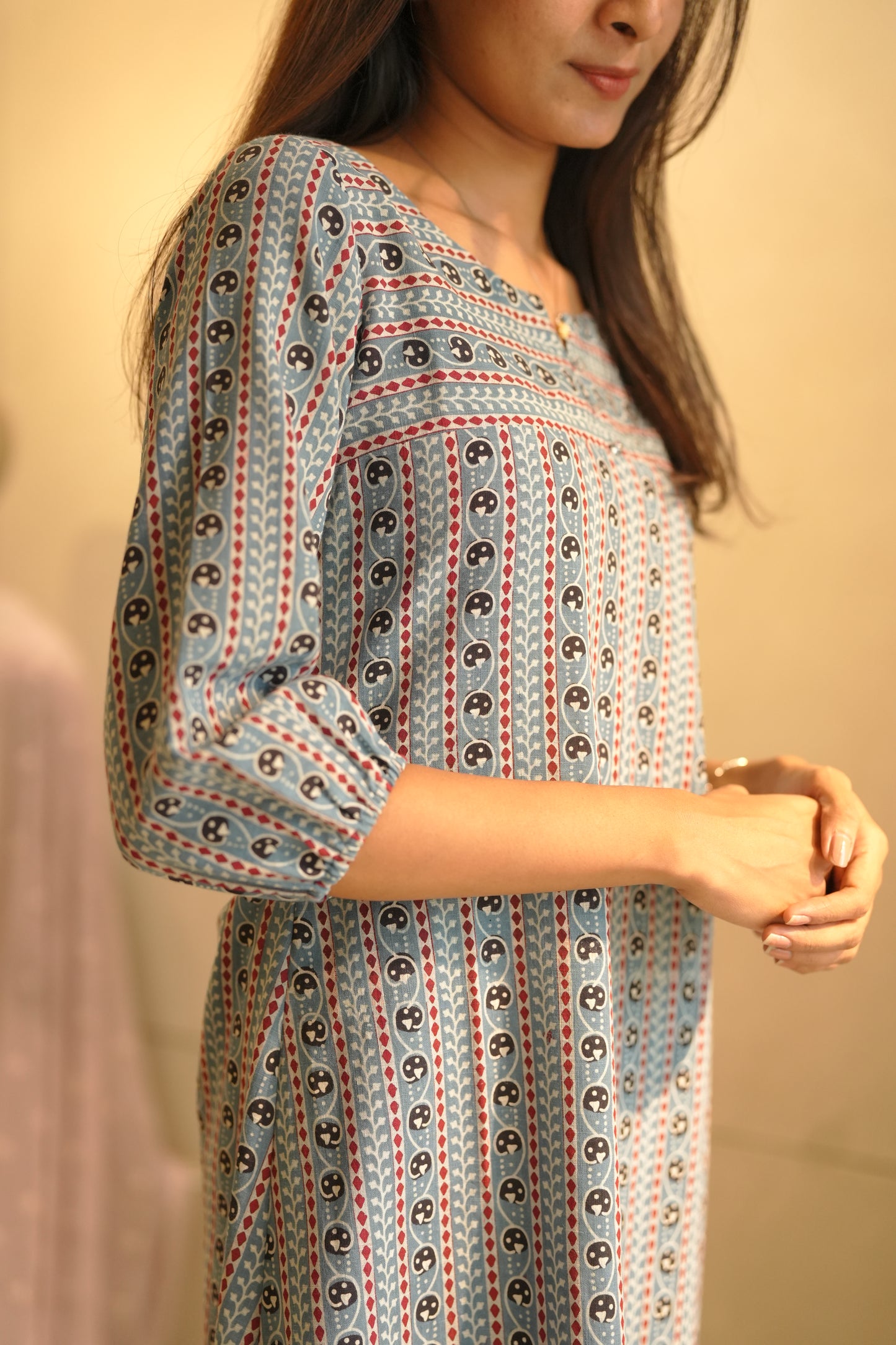 Blue Ajrakh Frock