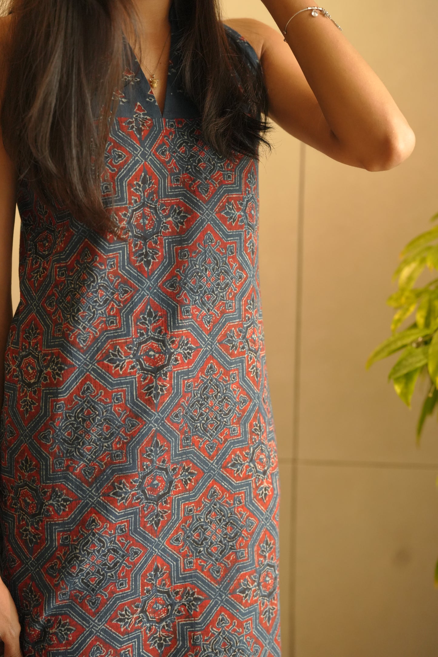 Blue Ajrakh Kurthi