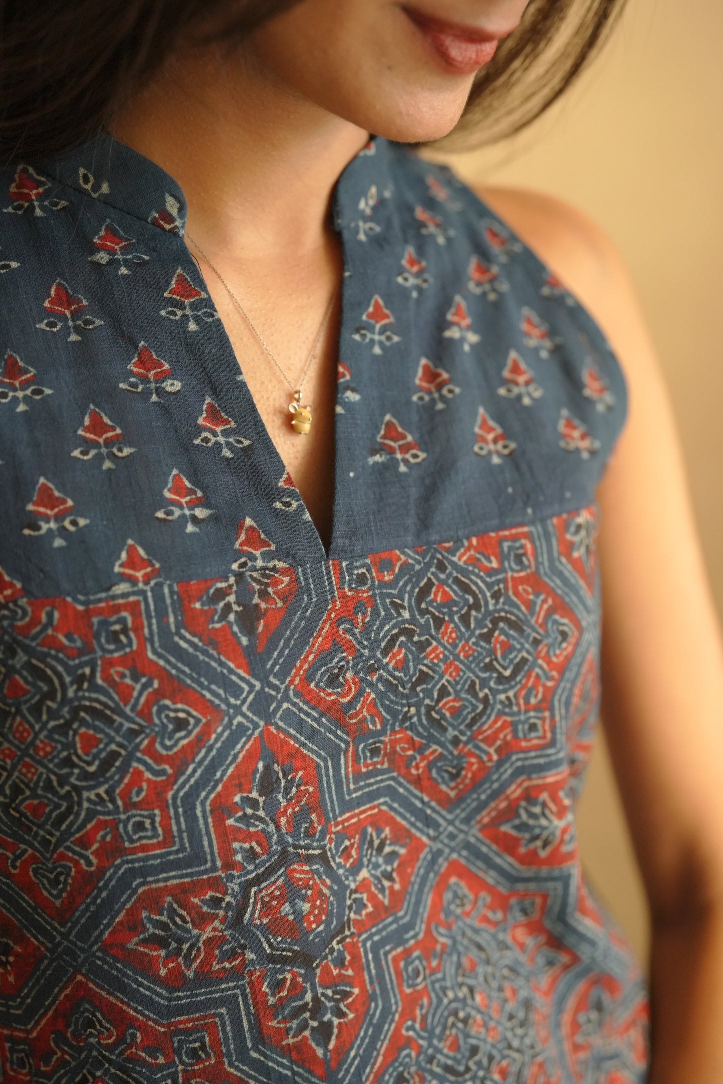 Blue Ajrakh Kurthi
