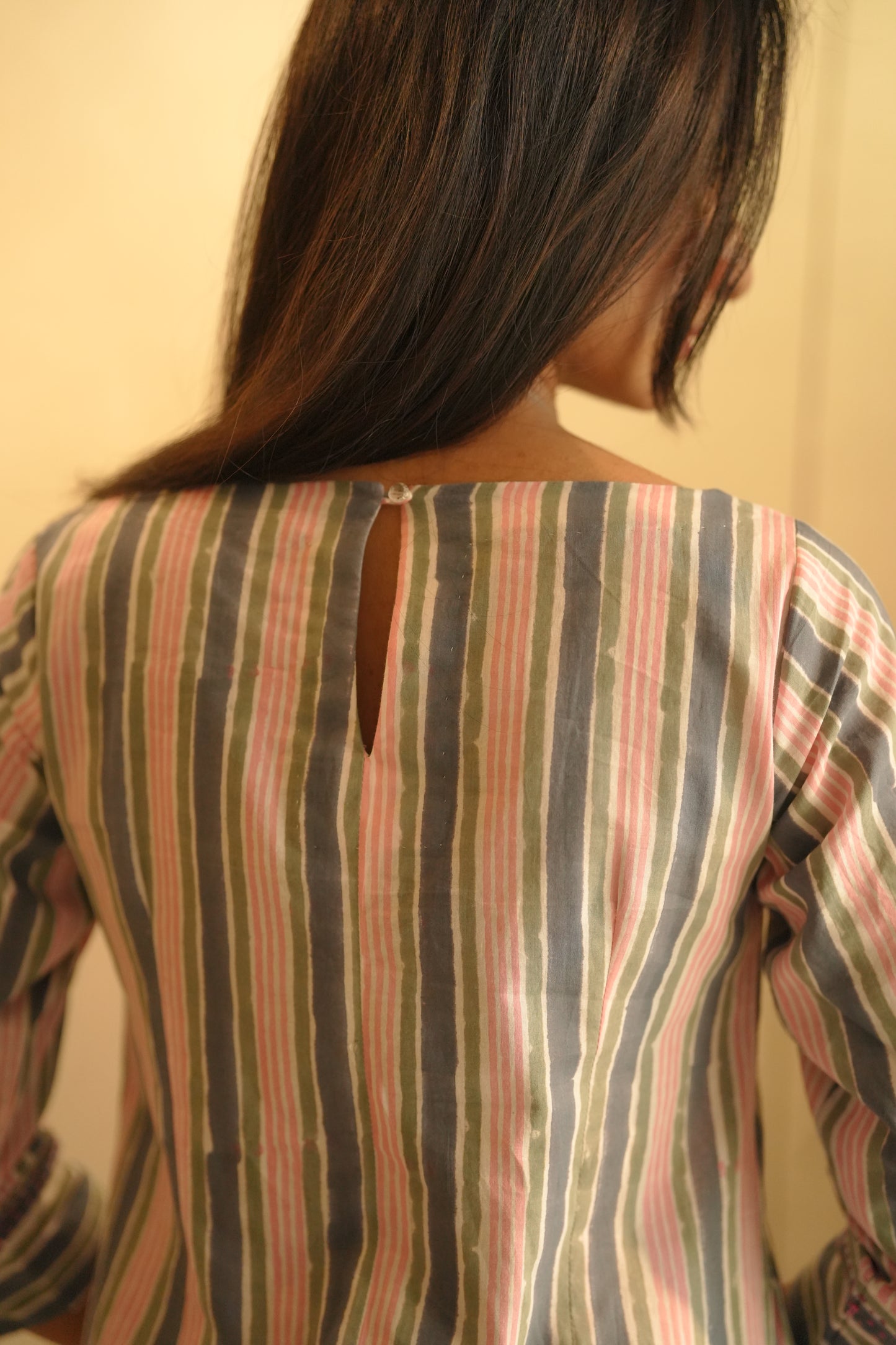 Multicolored striped cotton frock