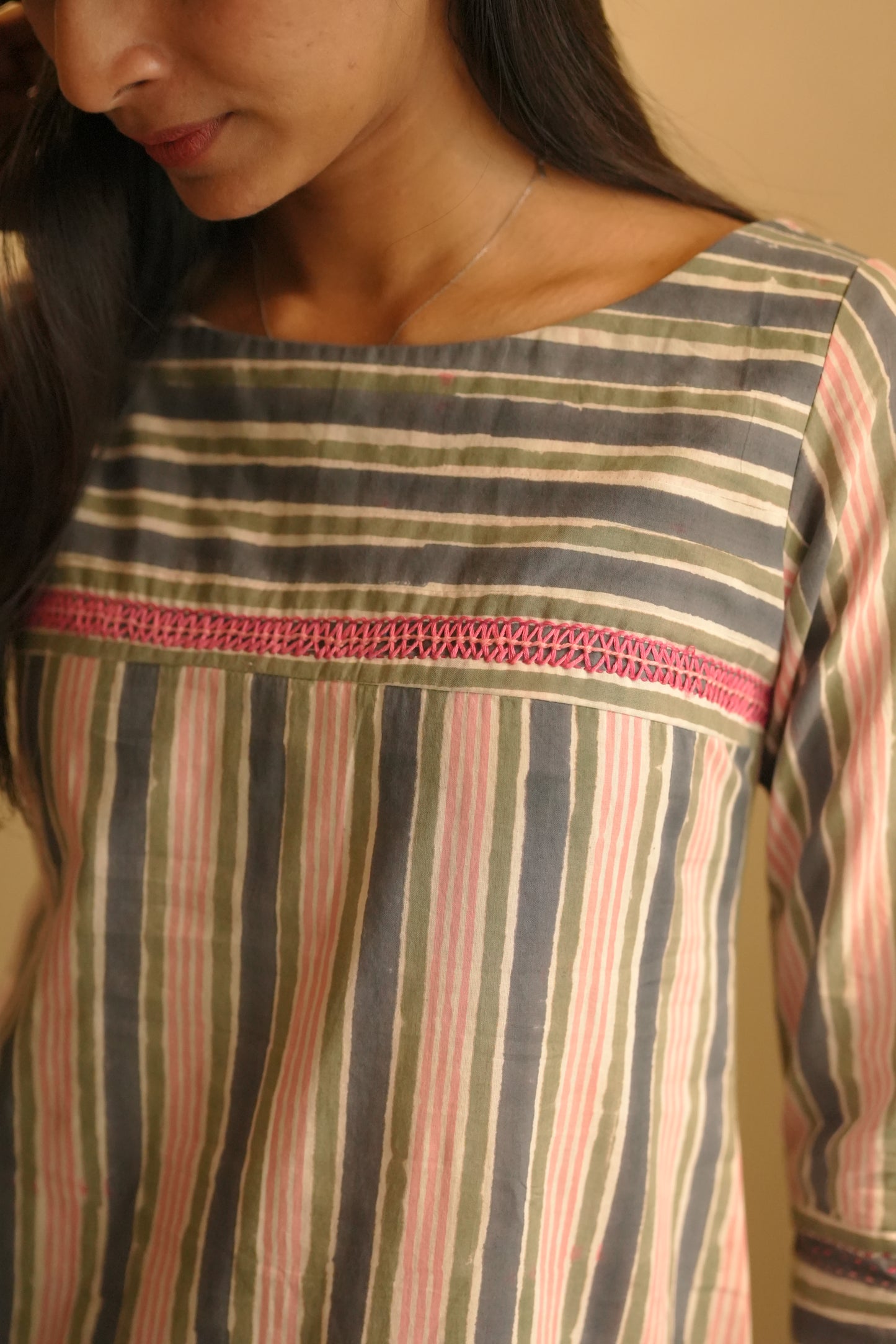 Multicolored striped cotton frock